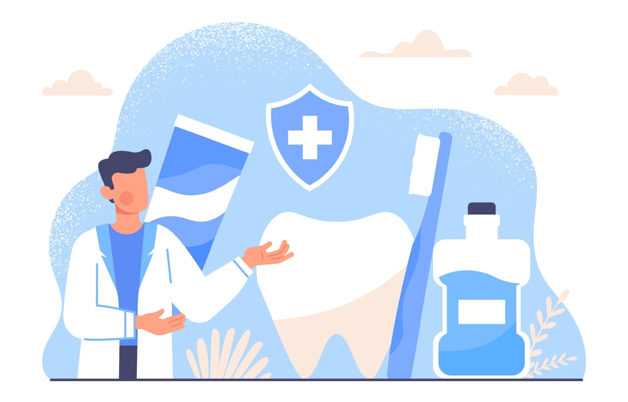 Illustration highlighting science-based oral care products designed to support comfort and gum health