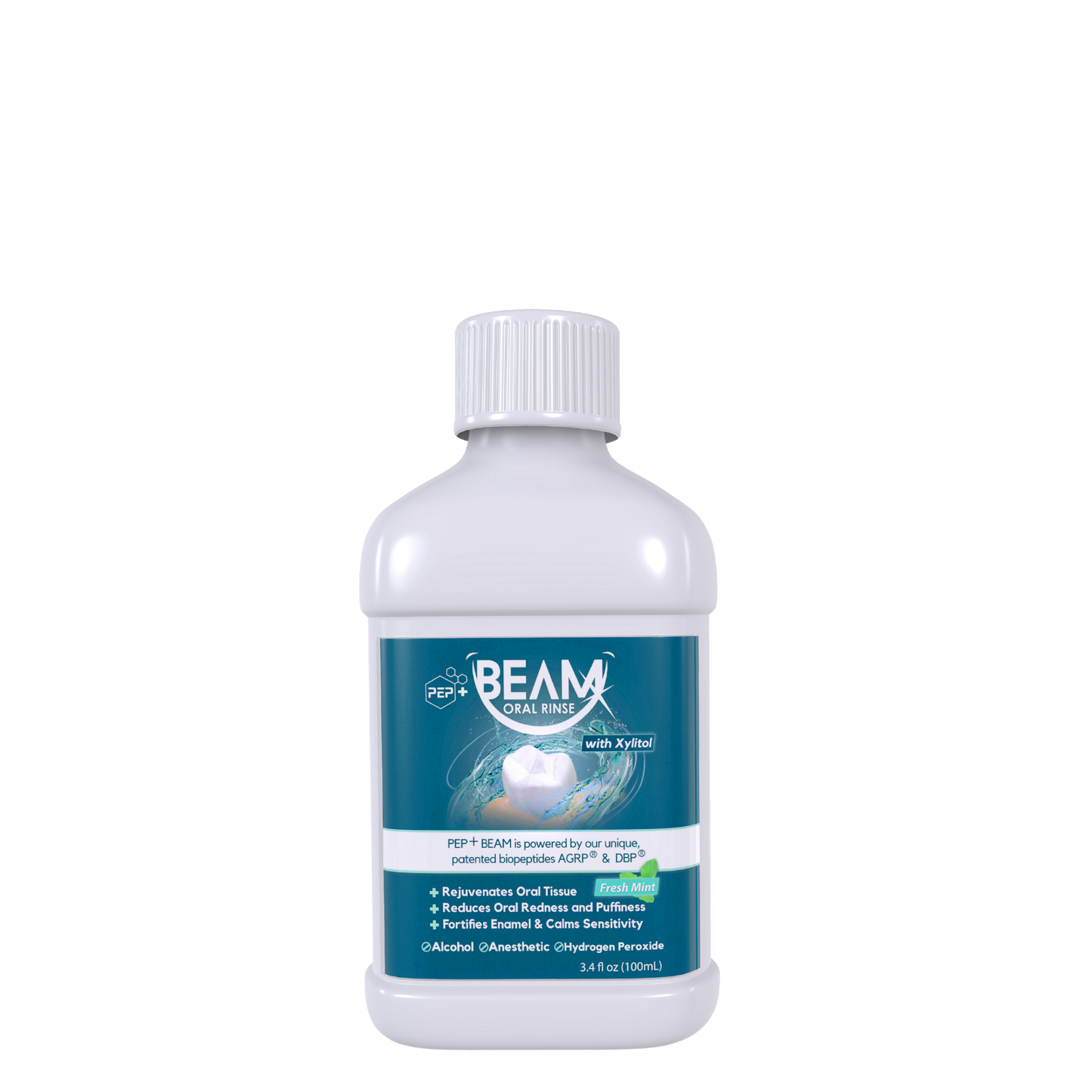 PEP+ BEAM concentrated oral rinse with peptides for gum health and enamel protection 100 ml bottle