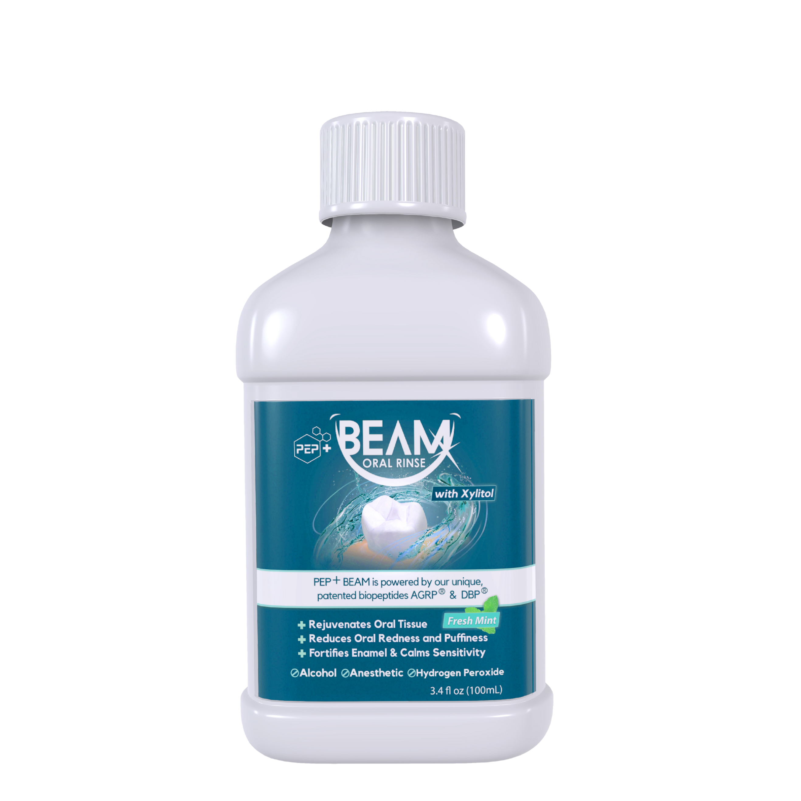 PEP+ BEAM concentrated oral rinse with peptides for gum health and enamel protection 100 ml bottle
